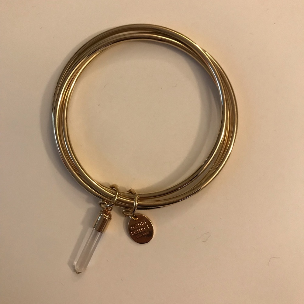 Gold Henri bendel bracelet with crystal charm